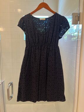 C&C Black Eyelet Short-Sleeve  Dress